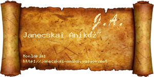 Janecskai Anikó névjegykártya